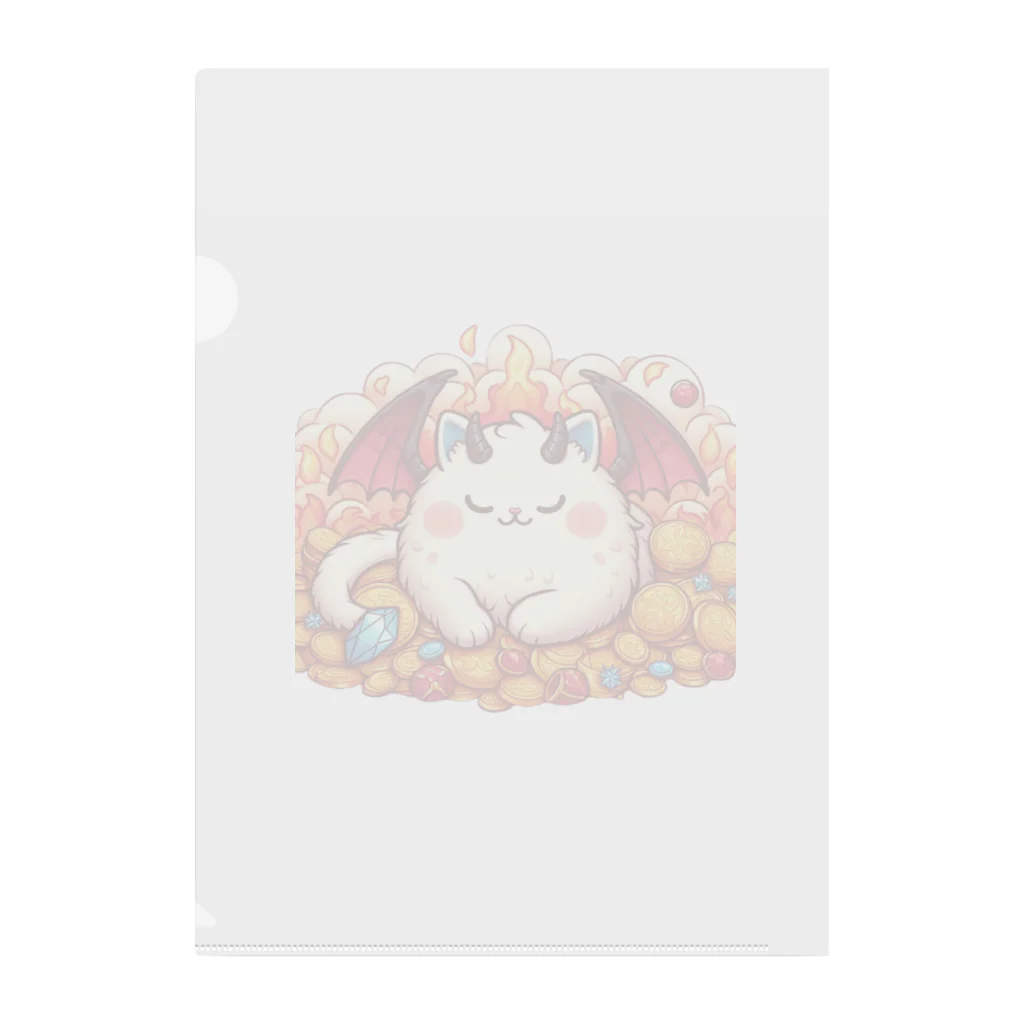 nekodoragonのおやすみ！猫ドラゴン　背景透過ver Clear File Folder