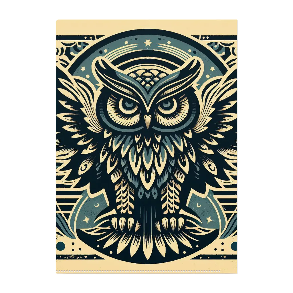 kotpopのSymmetrical Owls Clear File Folder