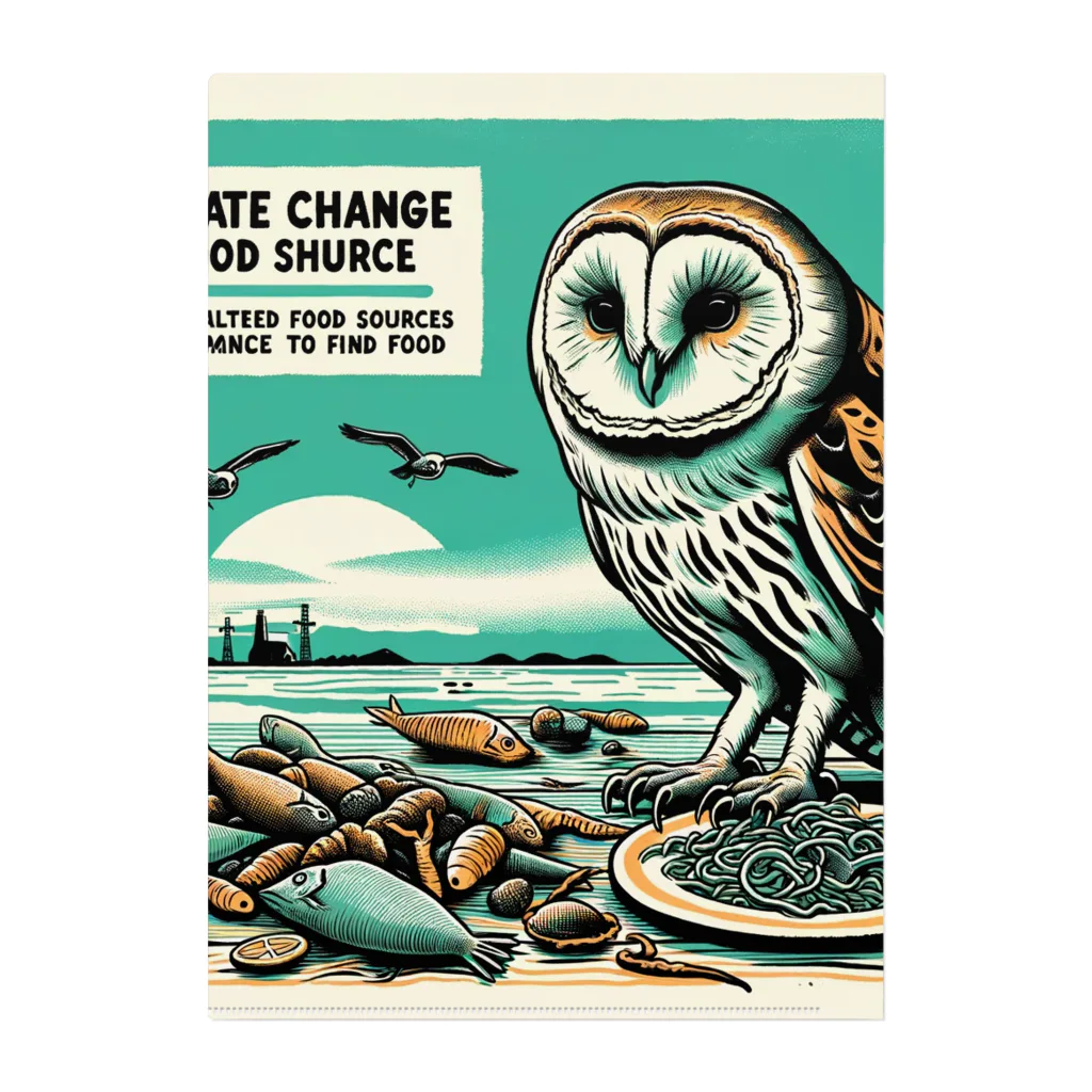 kotpopのSilent Flight: The Impact of Climate Change on Owl Food Scarcity クリアファイル