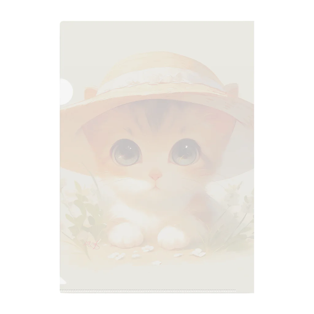 AQUAMETAVERSEの帽子をかぶった可愛い子猫 Marsa 106 Clear File Folder