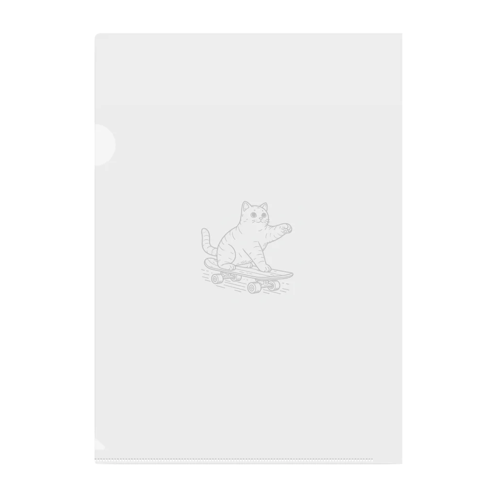 hakumenhonのスケートボード猫 Clear File Folder