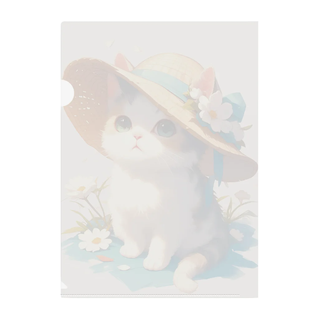 AQUAMETAVERSEの帽子をかぶった可愛い子猫 Marsa 106 Clear File Folder