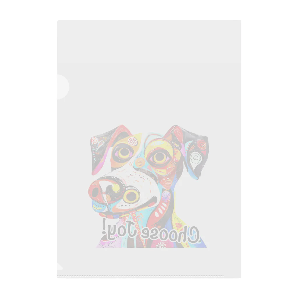G.O.A.T.designの華やかな色合いが目を引く可愛らしい犬 クリアファイル