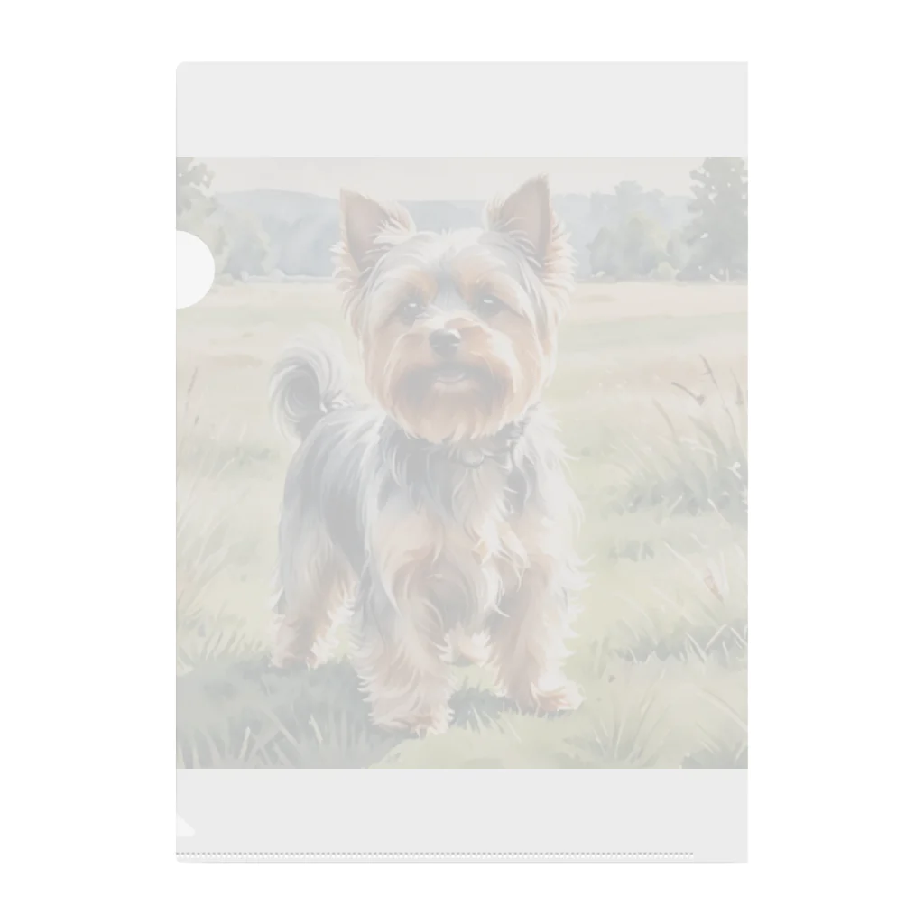 Animal Illustration shopのヨークシャー・テリア　Yorkshire Terrier　水彩画風 クリアファイル