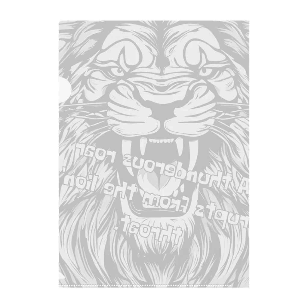 SERIY_SHOPの荘厳なる支配者：モノトーンのライオンの描画 クリアファイル