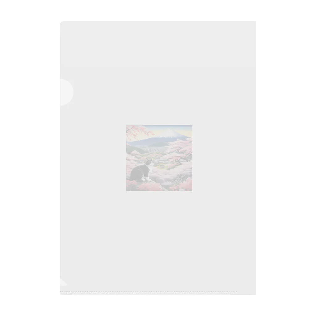 だんのんの桜と富士山と猫 Clear File Folder