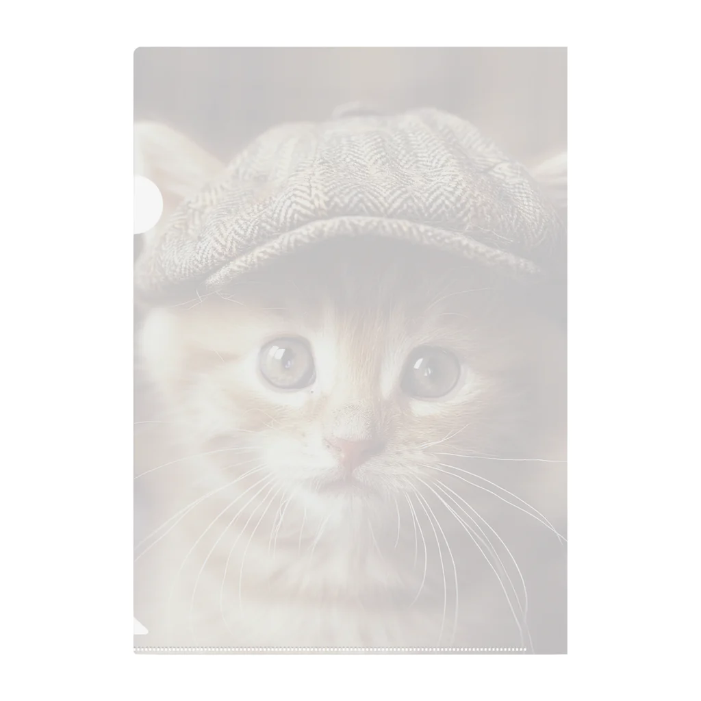 AQUAMETAVERSEのキャップを被った猫 アメジスト 2846 Clear File Folder