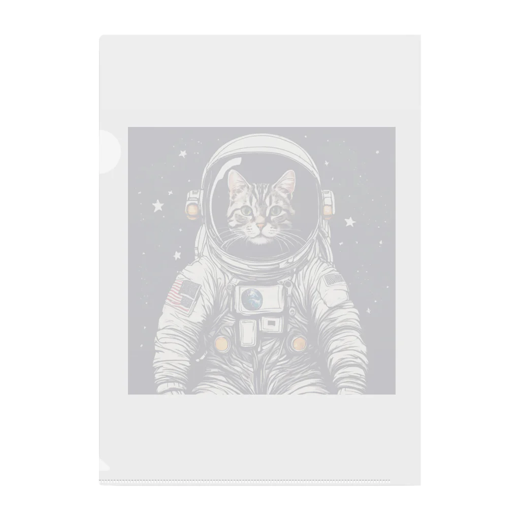 雑貨屋猫布団の猫の宇宙飛行士 Clear File Folder