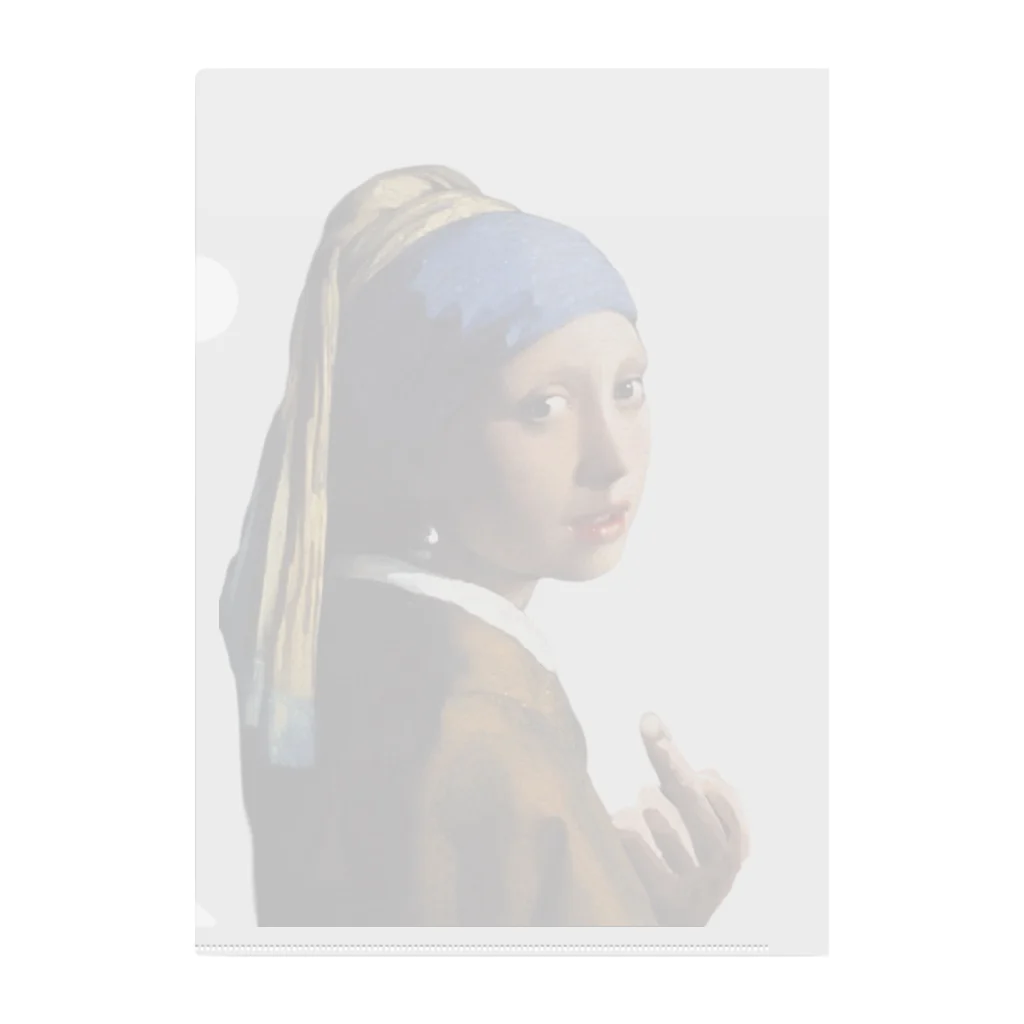 ZOO HOUSEの (真珠の耳飾りの少女) Girl with a Pearl Earring and a Middle Finger クリアファイル