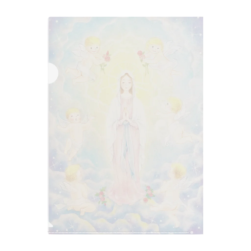  Pastel Design Art 天使のお部屋のマリア様と天使たち Clear File Folder