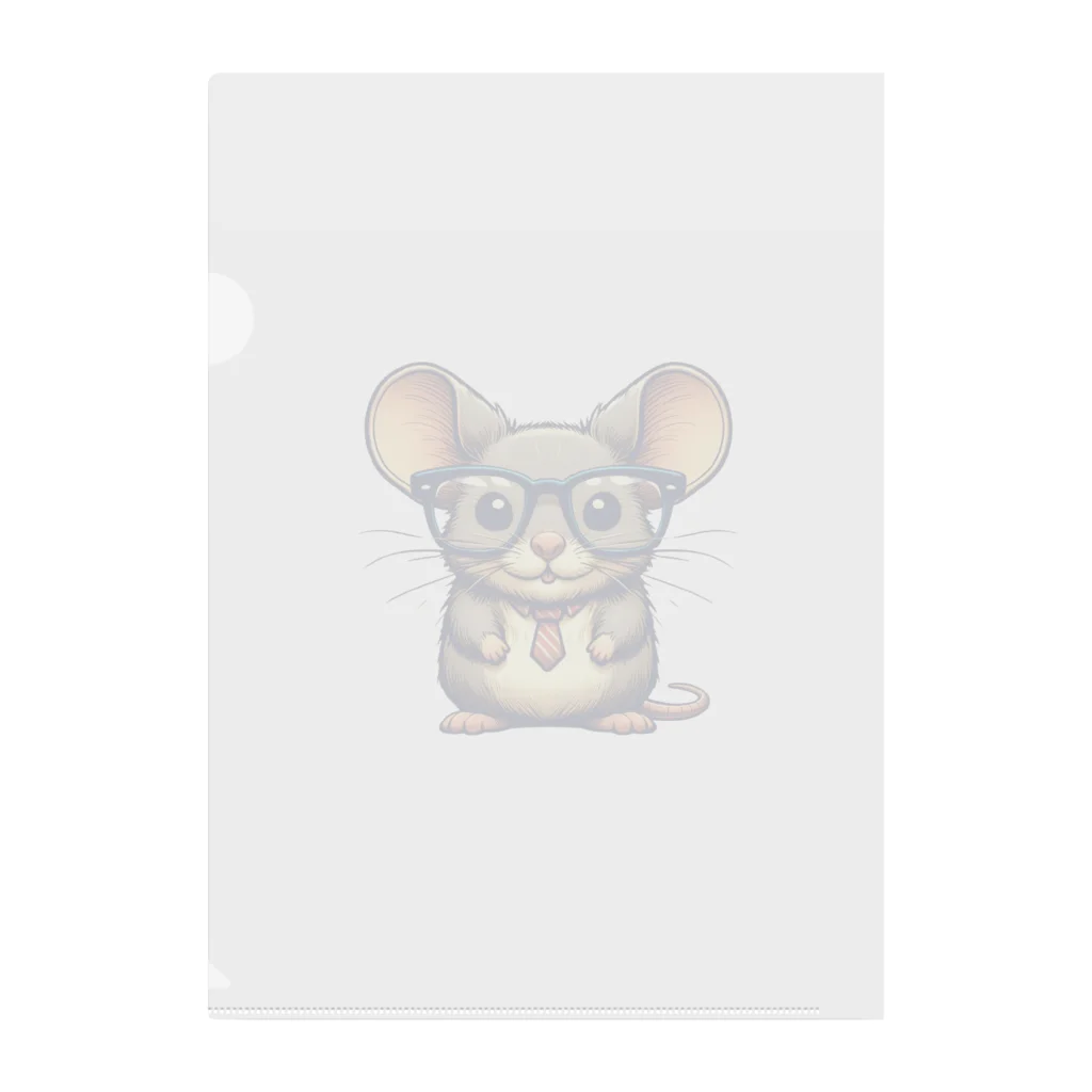 nono_0703のメガネ・ネズミ クリアファイル