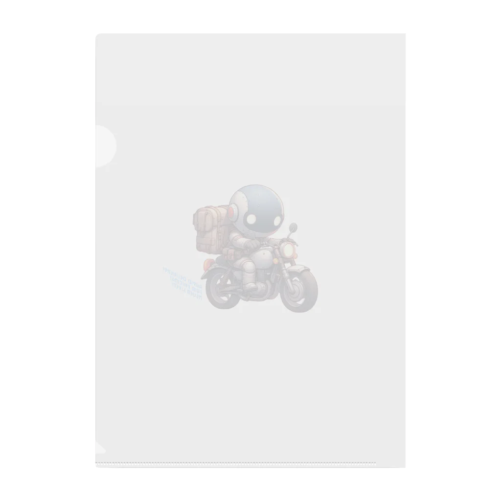 kazu_gのロボットバイク便(濃色用) Clear File Folder