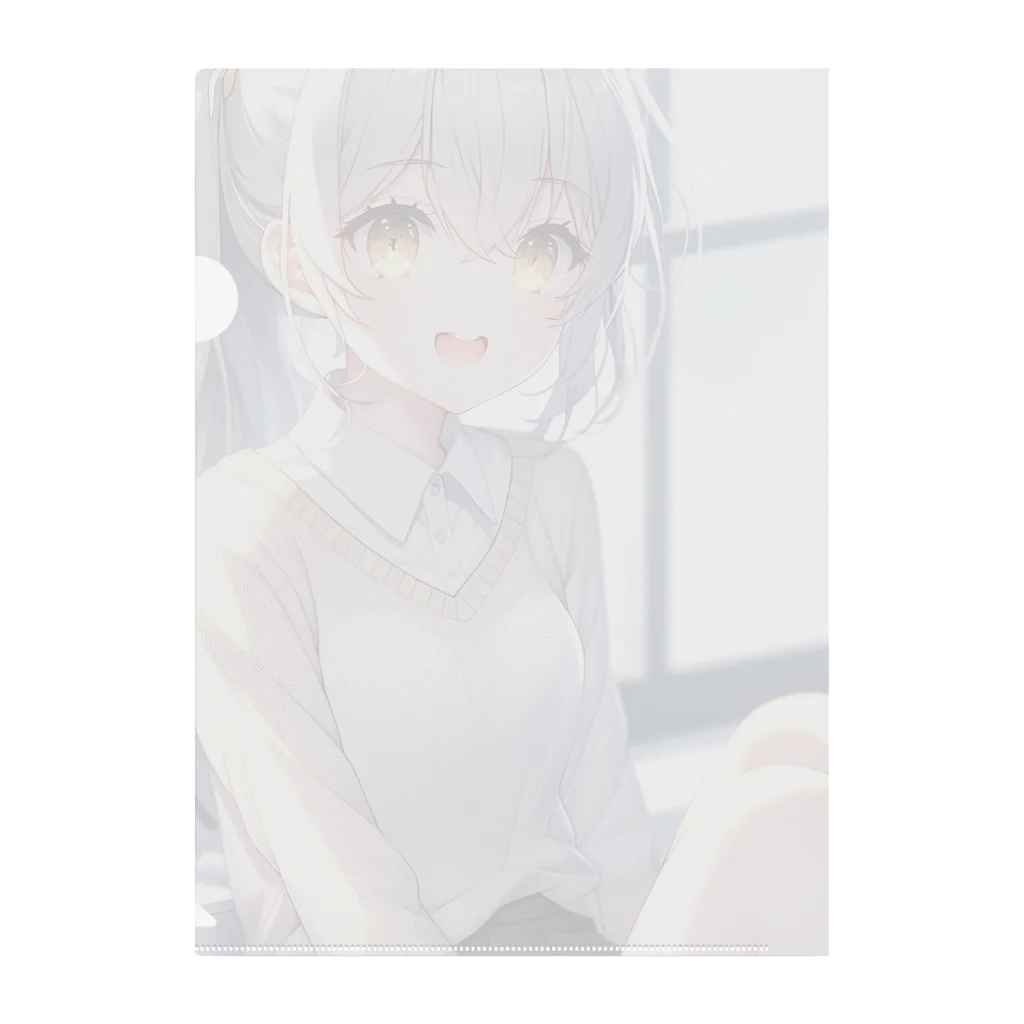 世界に1つだけ　アニメグッズ店　の銀髪美少女 Clear File Folder