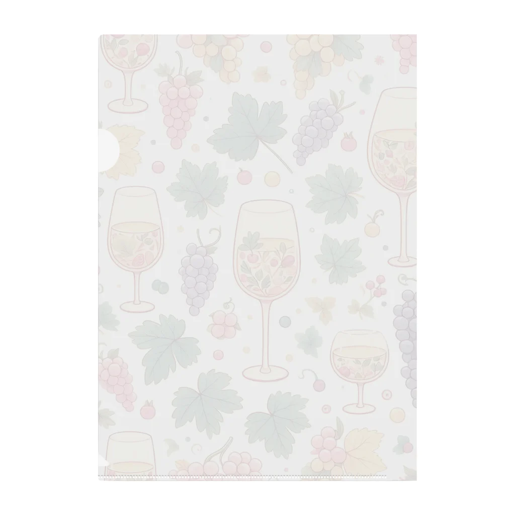 MOONY'S Wine ClosetのWine and Grapes Clear File Folder