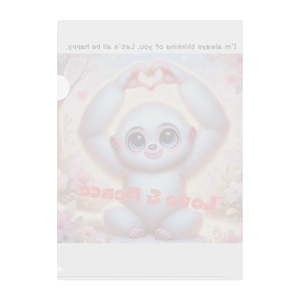 dreamy-designのLOVE&PEACE　シロテナガザルくん Clear File Folder