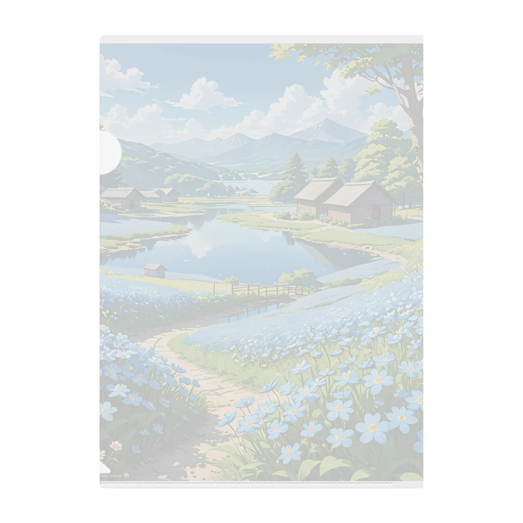 くりちゃんの湖のほとり青の草原 Clear File Folder