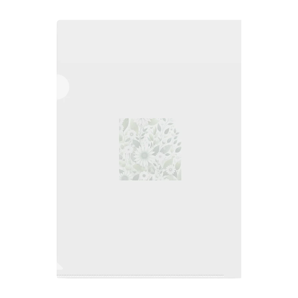 アミュペンの数学的で洗練されたデザインの白と緑の花 Clear File Folder