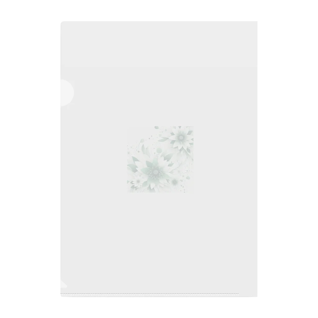 アミュペンの数学的なデザインを持つ緑と白の花 クリアファイル
