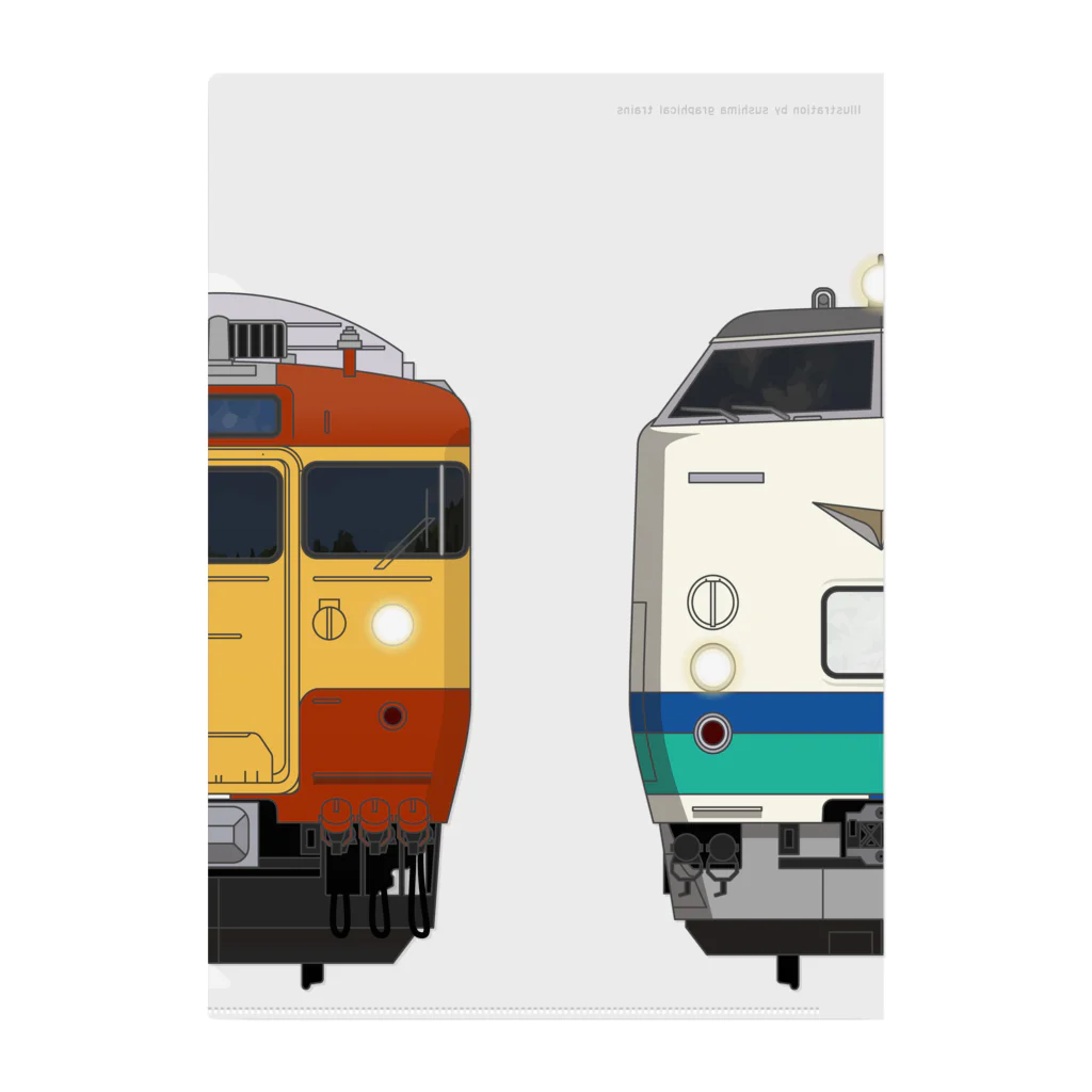 sushima_graphical_trainsの新潟の列車No.8_485系1500番台 / 115系1000番台 Clear File Folder