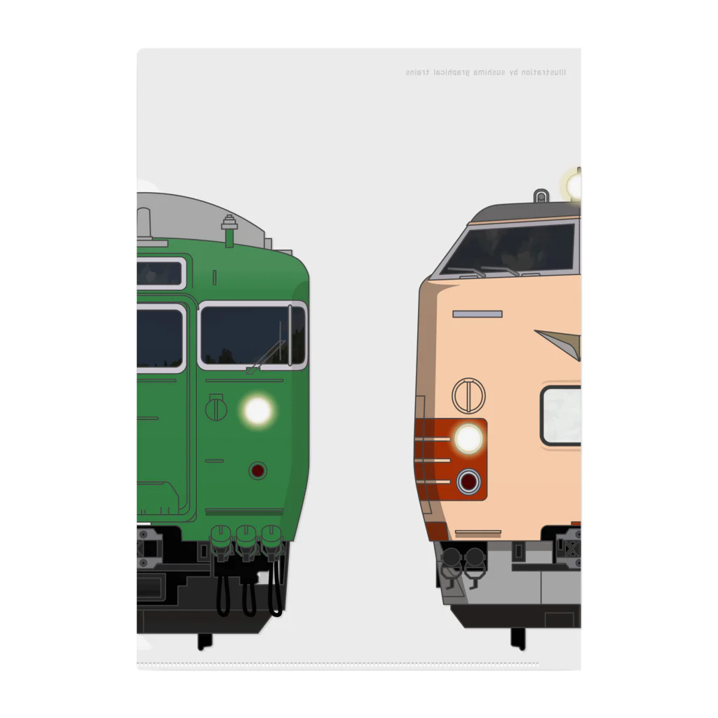 sushima_graphical_trains / SHI-DEの滋賀の列車No.5_485系300番台 / 113系5700番台 クリアファイル
