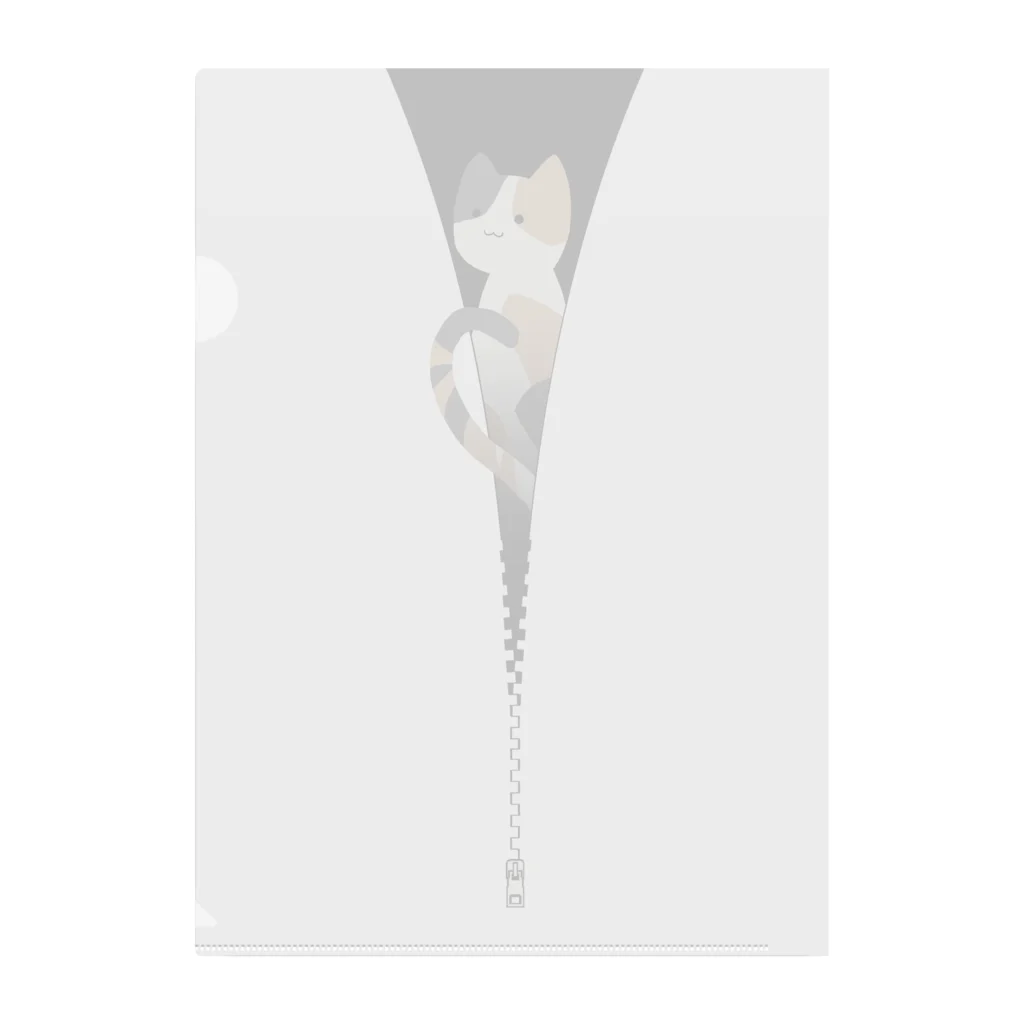 y-sasのファスナー猫　三毛猫 Clear File Folder