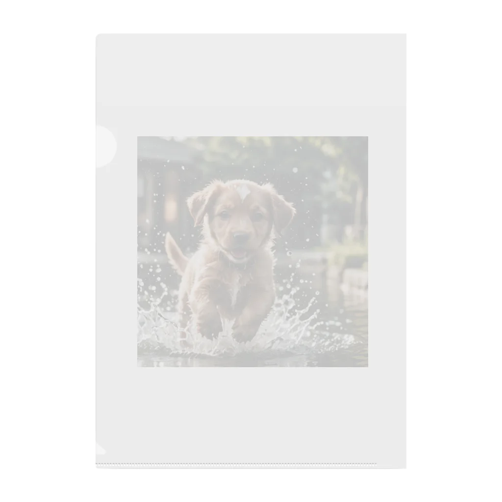 mamekichi445の水遊び楽しむ子犬くん Clear File Folder