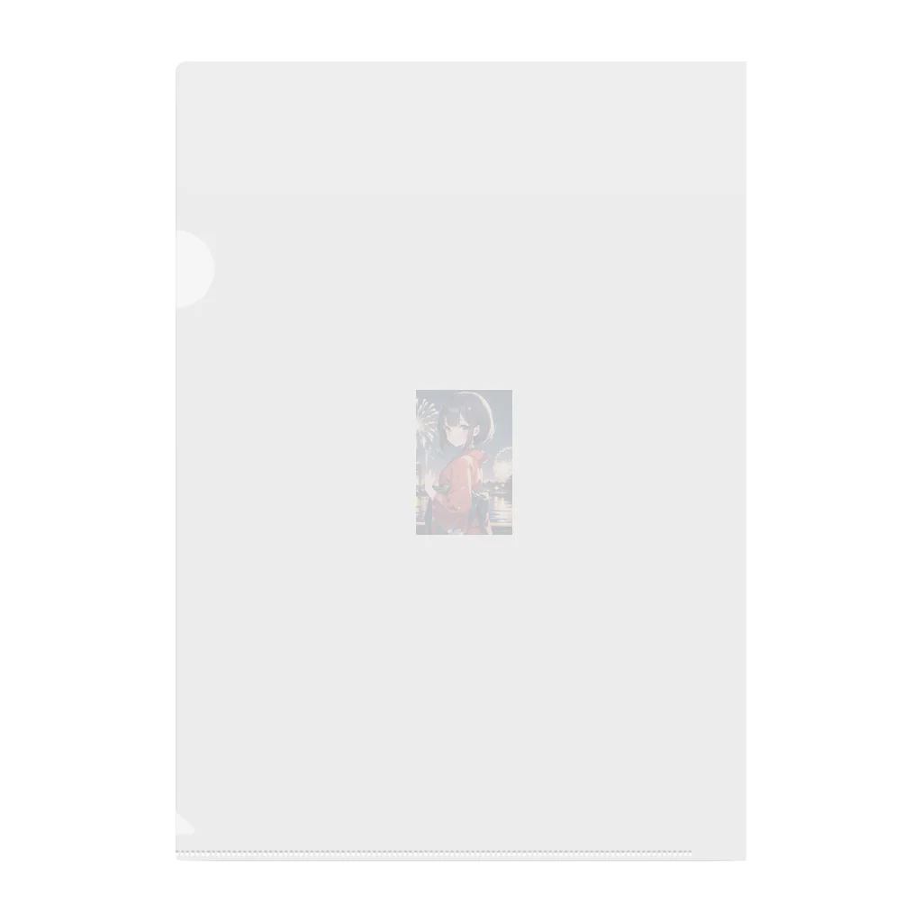 可愛い女の子グッズ販売の浴衣の可愛い女の子 Clear File Folder