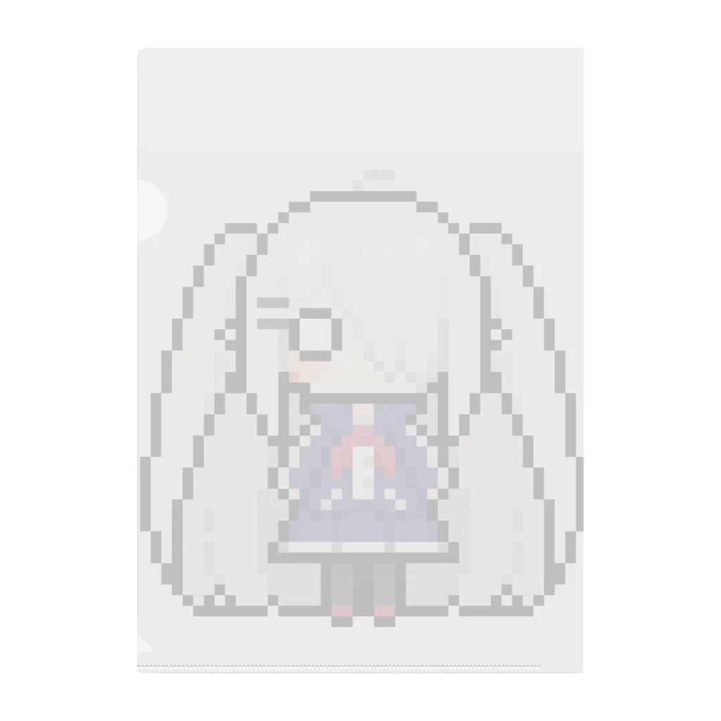 horidesuのドット絵の白髪ロング美少女 クリアファイル