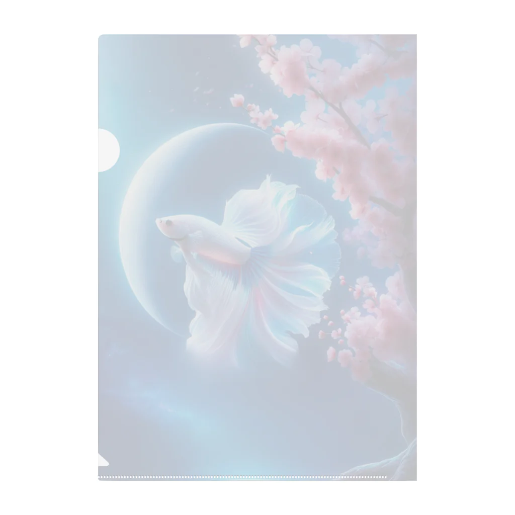 くちベタのハーフムーンベタ 三日月と桜 クリアファイル