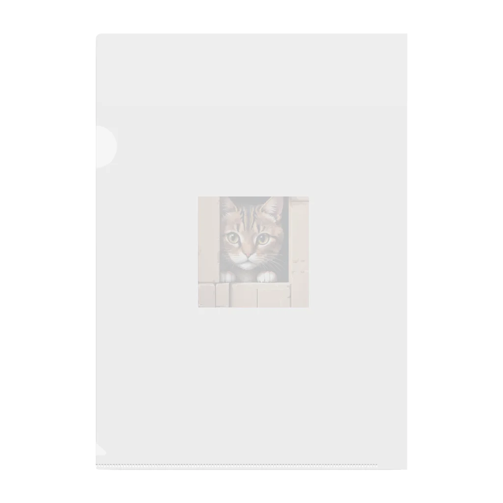 CozyKittyCornerの物陰から観察するかわいい猫 Clear File Folder