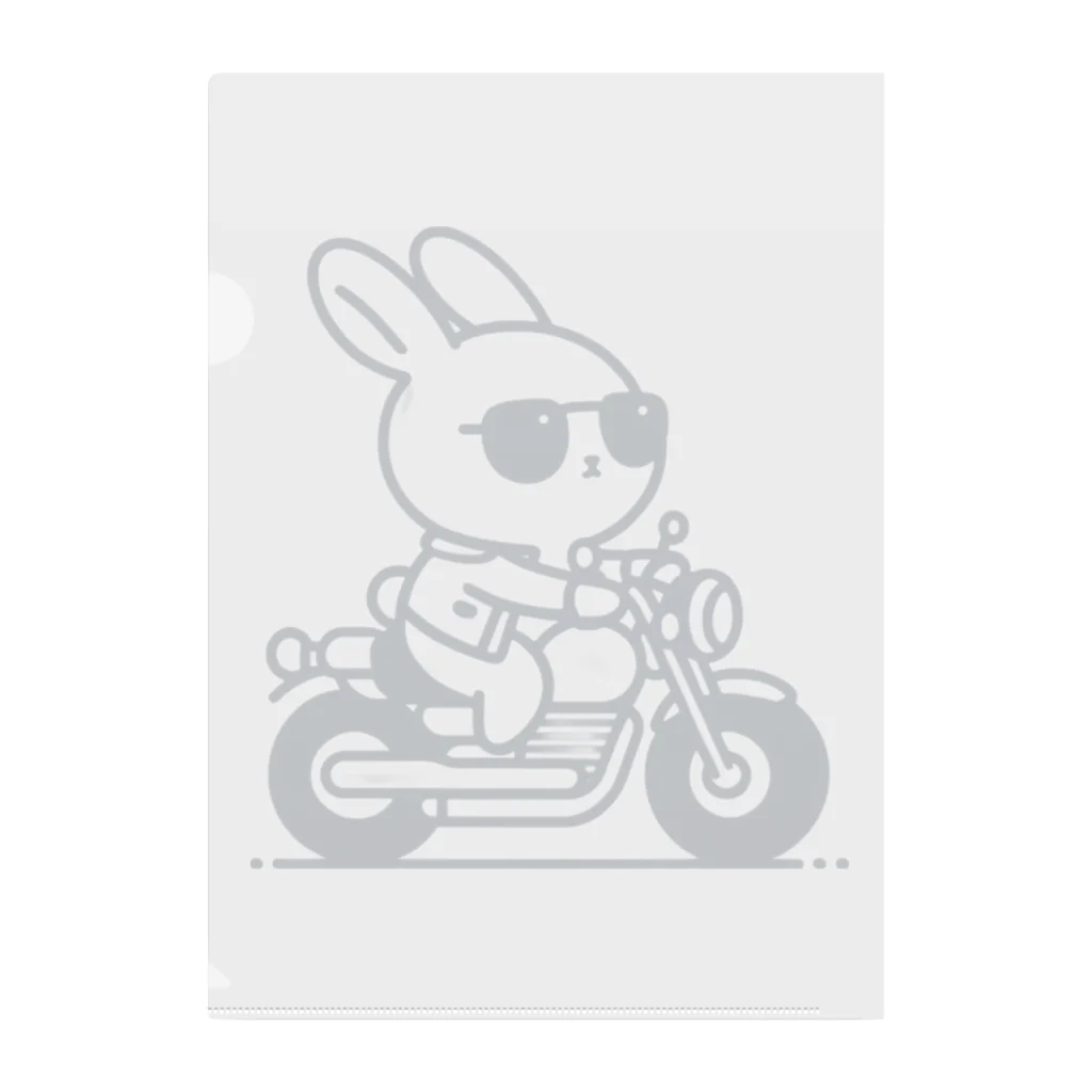 BOSATUのバイクに乗ったうさぎ Clear File Folder