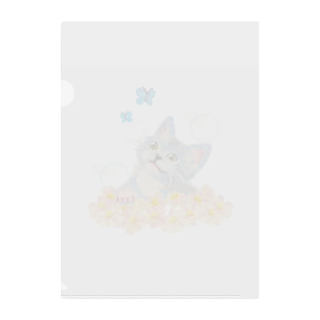 レイナズ アートガーデンのlovely afternoon 雑貨　ネコ・お花・蝶々 Clear File Folder