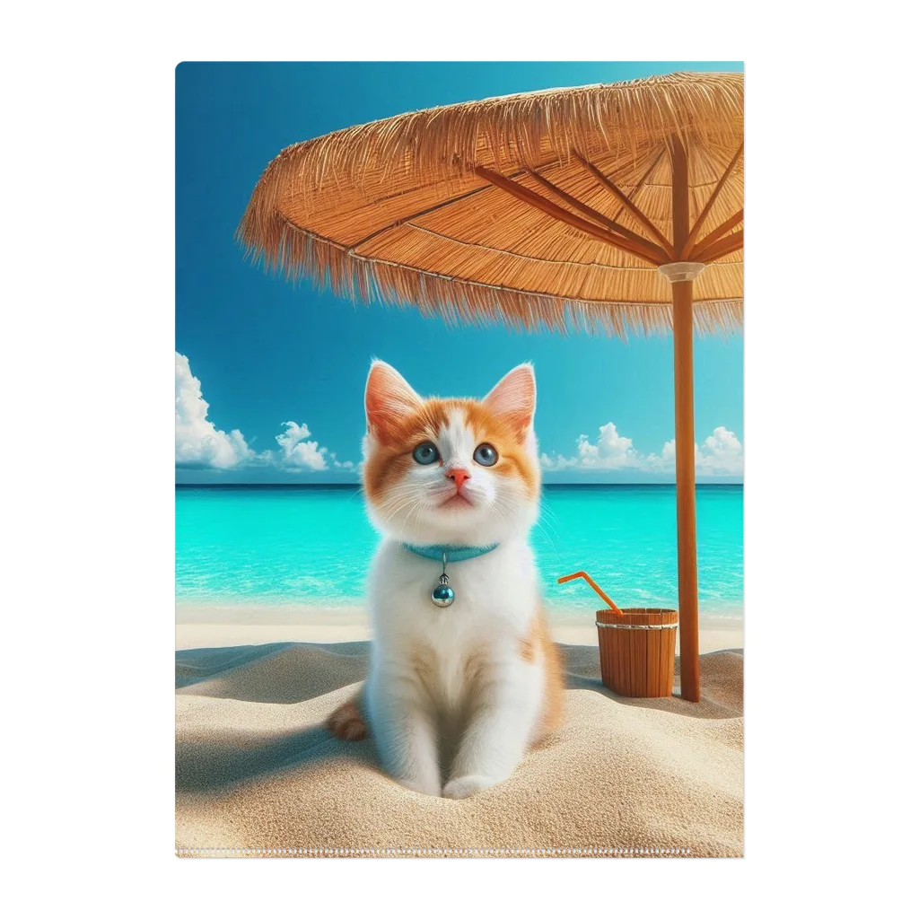 猫と紡ぐ物語の南国の海で一時のバカンスを楽しむ Clear File Folder