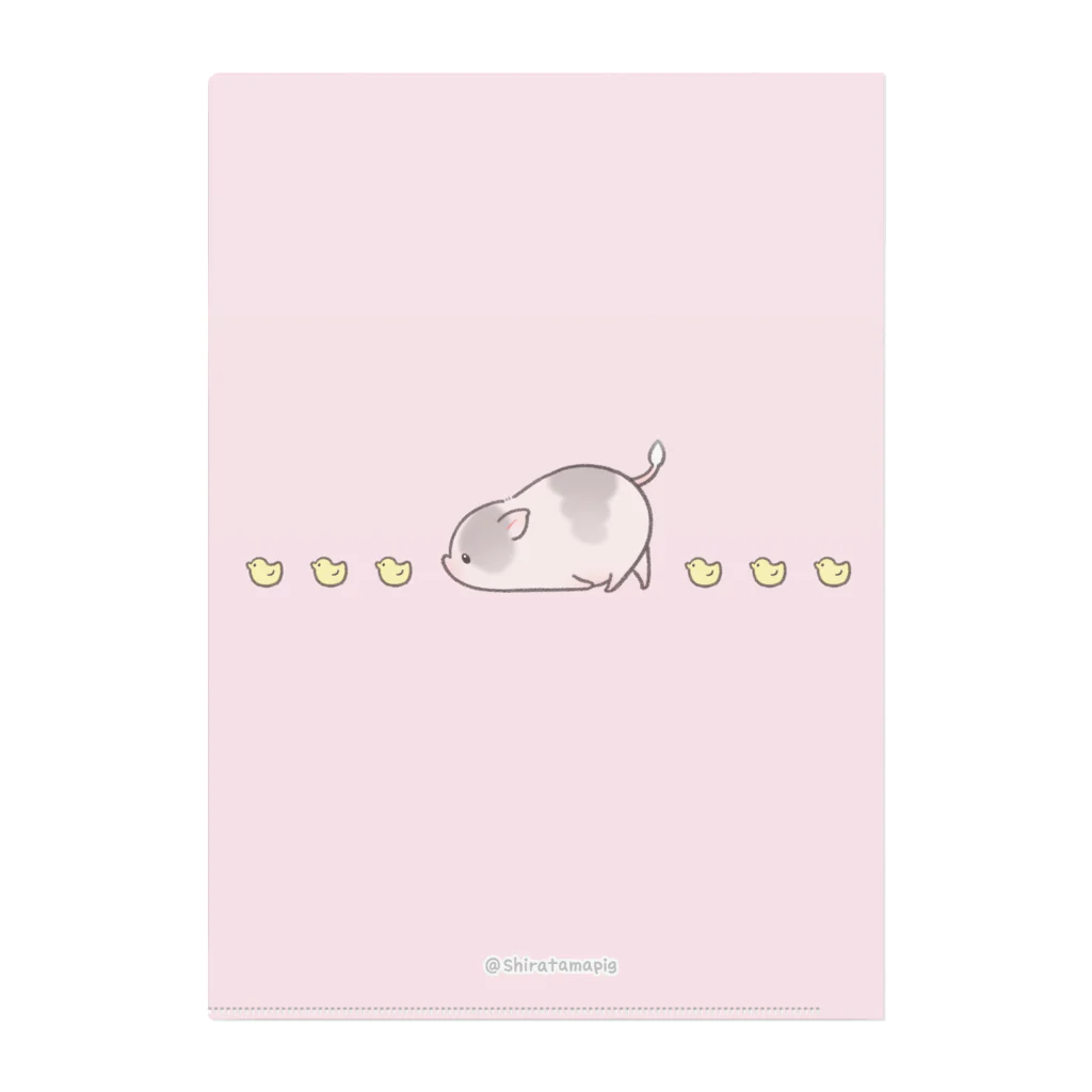 しらたまちゃんSHOPu〜🐽のいっぱいしらたまちゃん 裏面ヒヨコ （ピンク） Clear File Folder