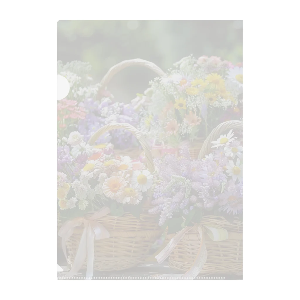 AQUAMETAVERSEの華やかな花が入った花かご　なでしこ1478 Clear File Folder