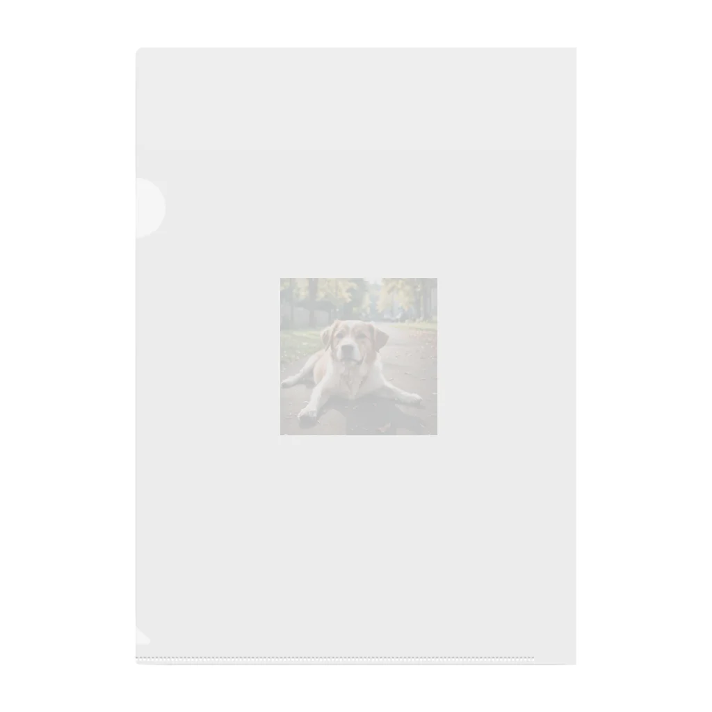 kokin0の足を広げて座る犬 Clear File Folder