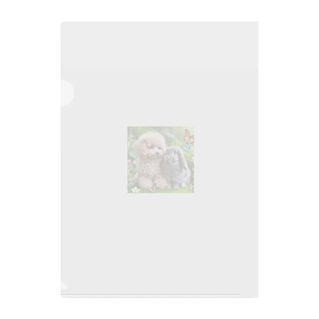 hachitaroのうさぎのネザーランドドワーフと犬のトイプードル Clear File Folder