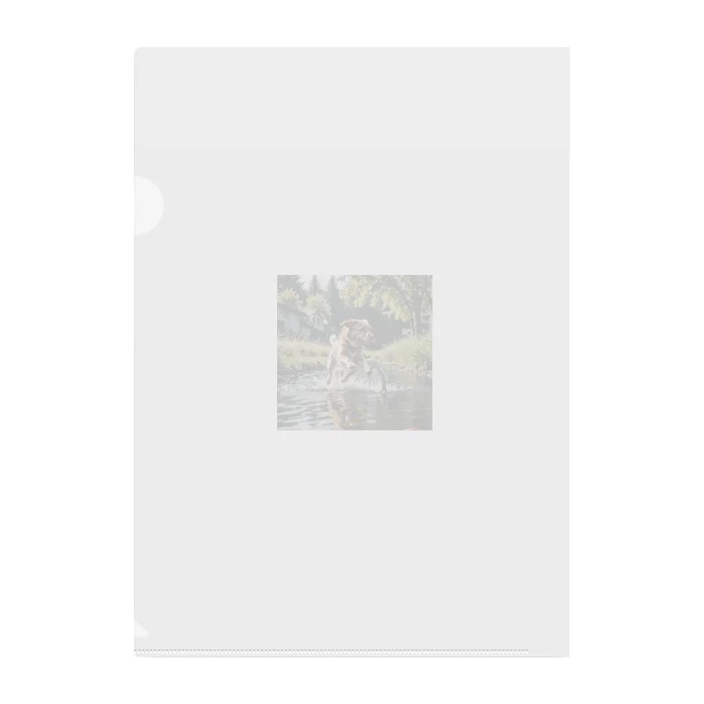 kokin0の水辺を走る犬 dog runnning on the water Clear File Folder