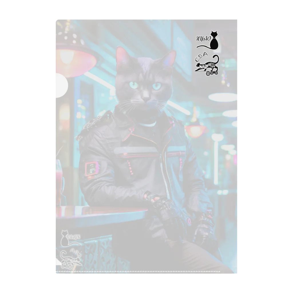 NyaoTokyoの解体屋・クラッシャー「マーティン」猫 SF サイバーパンク Clear File Folder