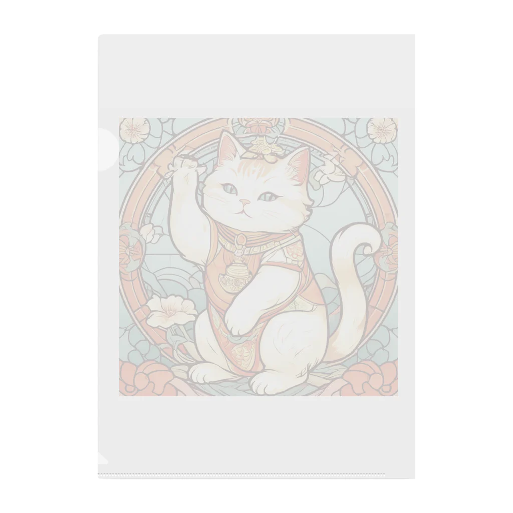 ゆまちゃんの開運雑貨屋さんの集客用子招き猫 Clear File Folder