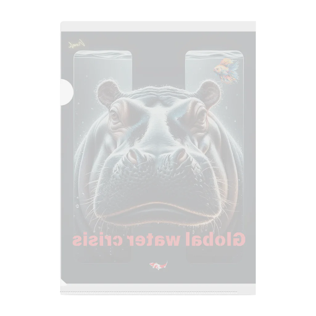 NaturalCanvasのhippo  * Global water crisis Clear File Folder