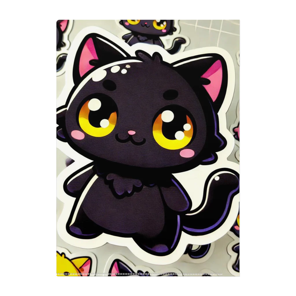 hiiro_catの魅惑の黒猫が、カラフルな背景と調和してかわいさを放つシーン Clear File Folder
