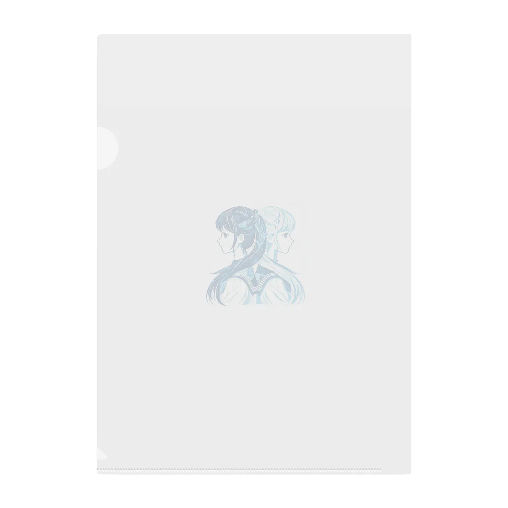 koriyuuの青白の芸術的な2人の女子高生 Clear File Folder