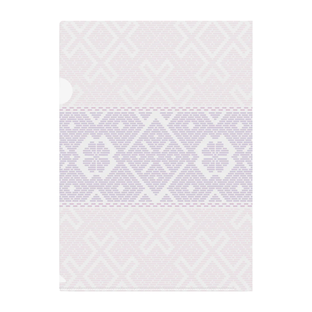 【松】黒金アートこぎん和紙和柄の紫桜 クリアファイル