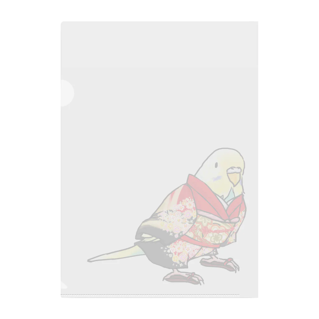 まめるりはことりのごきげん着物セキセイインコ【まめるりはことり】 Clear File Folder