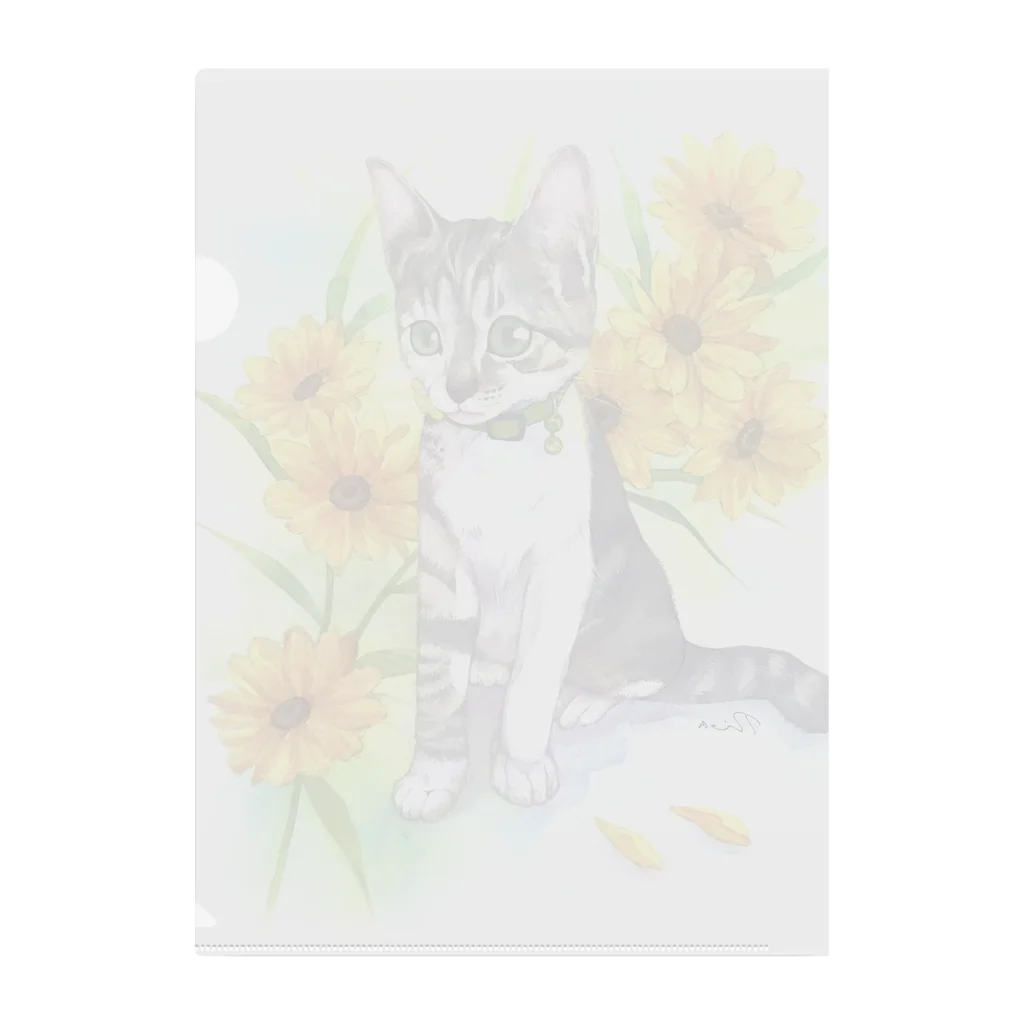 Miaws Shopの子猫とヒマワリ Clear File Folder