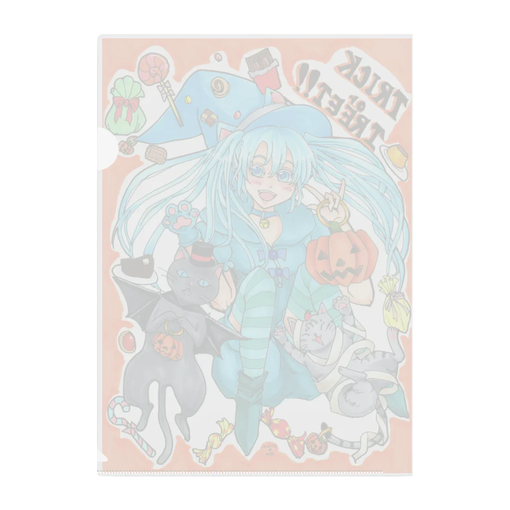 miku'ꜱGallery星猫の⋆⸜🍭trick or treat🍬⸝⋆魔法少女miku with 使い魔にゃんズ Clear File Folder