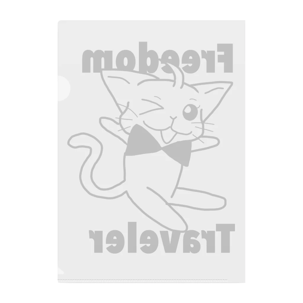 しろのしろねこちゃん　FreedomTraveler Clear File Folder