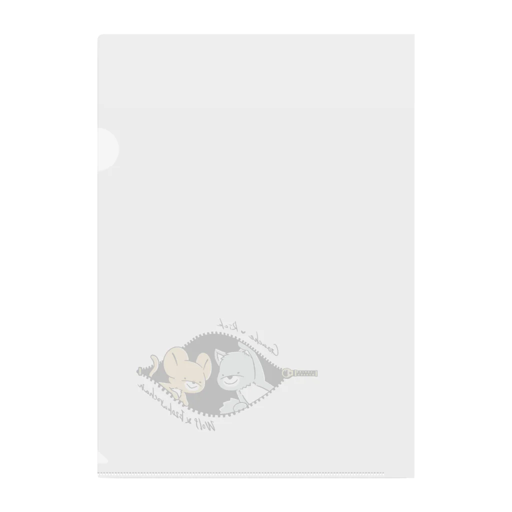 オオカミとエゾクロちゃんSHOPのオオカミとエゾクロちゃん チラッと2匹 カラー Clear File Folder