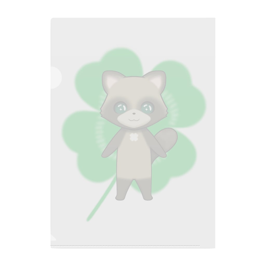 猫の隠れ家の四つ葉印の化け狸ちゃん Clear File Folder